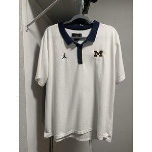 Jordan Polo Shirt Mens Large University Of Michigan Short Sleeve Air Jumpman